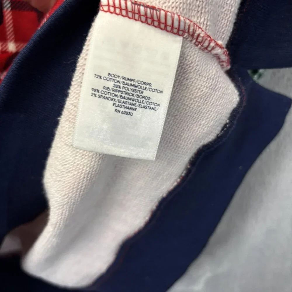Lands End Serious Sweats Sweatshirt Womens Large Red Green Plaid Holiday Casual - Picture 9 of 14